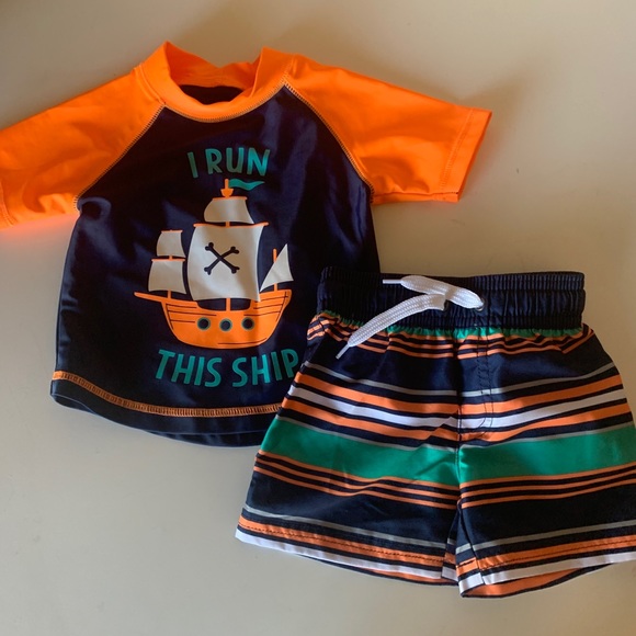 Simple Joys Other - Simple Joys Blue & Orange Infant Boy Swim Set